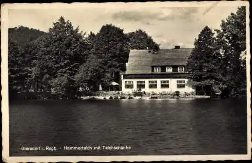 Ak Podgórzyn Giersdorf Riesengebirge Schlesien, Hammerteich mit Teichschänke