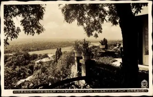 Ak Dresden Weisser Hirsch, Blick vom Luisenhof nach Dresden, Ausflugslokal