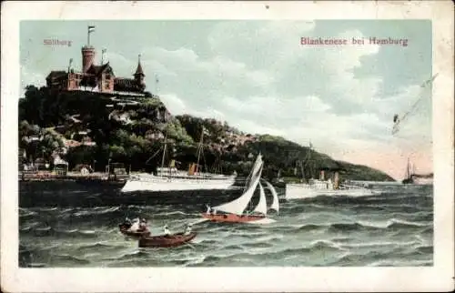 Ak Hamburg Altona Blankenese, Süllberg mit Gasthaus, Boote