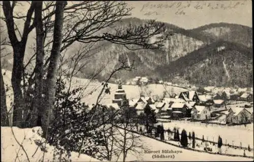 Ak Sülzhayn Ellrich Thüringen, Blick auf den Ort im Winter