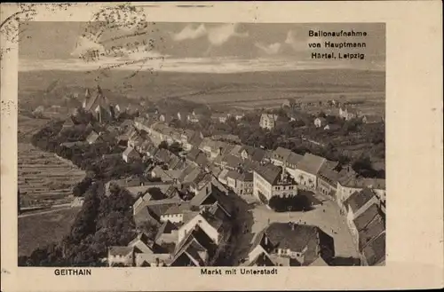 Ak Geithain in Sachsen, Markt mit Unterstadt, Fliegeraufnahme aus Ballon