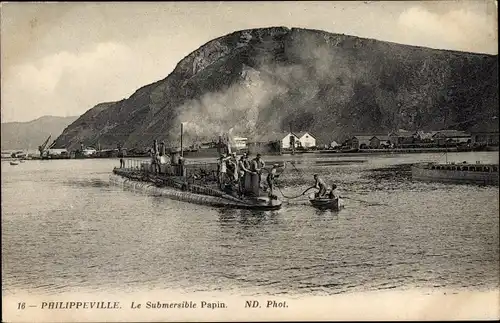 Ak Philippeville Algerien, Französisches U Boot, Papin