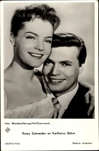 Ak Schauspielerin Romy Schneider, Karl Heinz Böhm, Portrait