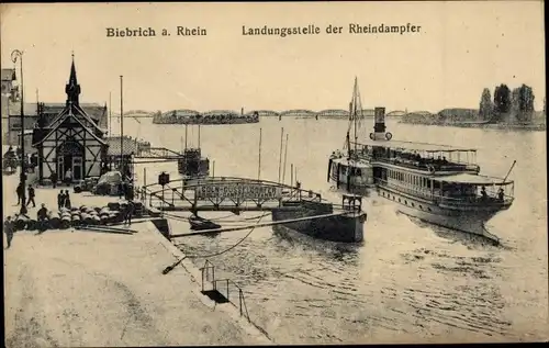 Ak Biebrich am Rhein Wiesbaden, Landungsstelle der Rheindampfer