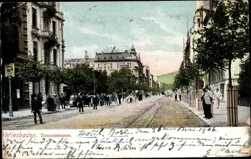 Ak Wiesbaden in Hessen, Blick in die Taunusstraße