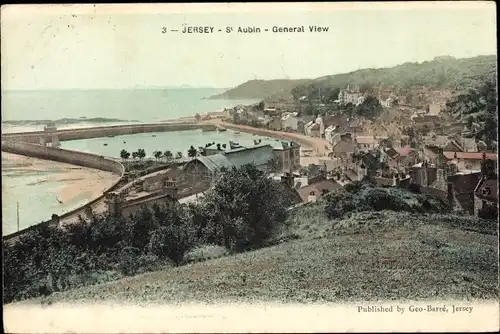 Ak Saint Aubin Kanalinsel Jersey, General View