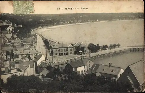 Ak Saint Aubin Kanalinsel Jersey, Blick auf den Ort