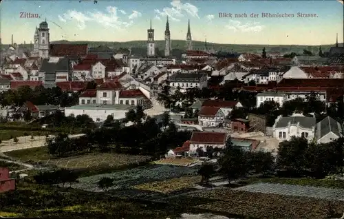 Ak Zittau in der Oberlausitz, Blick nach der Böhmischen Straße