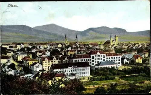 Ak Zittau in der Oberlausitz, Totalansicht der Ortschaft