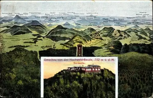 Landkarten Ak Oybin in Sachsen, Umschau von der Hochwald Baude, Nordseite