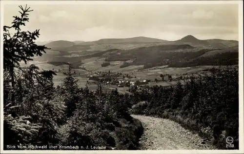 Ak Oybin in der Oberlausitz, Zittauer Gebirge, Hochwald, Panorama, Blick nach Lausche und Krombach