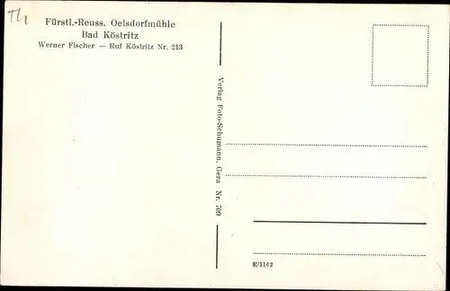 Ak Bad Köstritz in Thüringen, Oelsdorfmühle