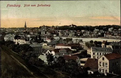 Ak Flensburg, Panorama vom Ballastberg