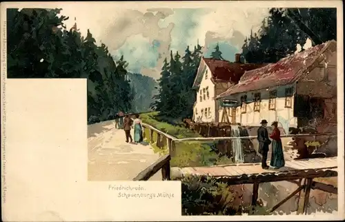Litho Friedrichroda im Thüringer Wald, Schauenburg's Mühle