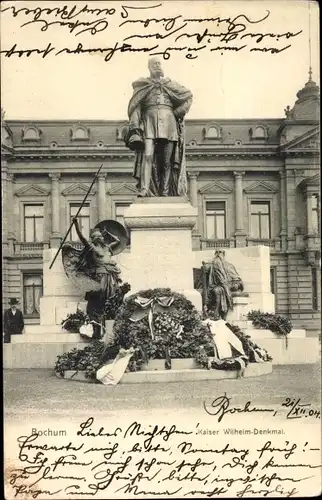 Ak Bochum im Ruhrgebiet, Kaiser Wilhelm Denkmal