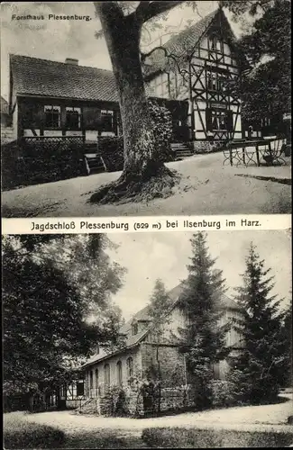 Ak Ilsenburg Harz, Forsthaus und Jagdschloß Plessenburg