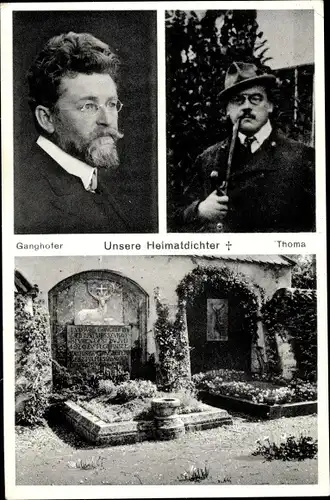 Ak Tegernsee, Ludwig Ganghofer, Unsere Heimatdichter, Ludwig Thoma