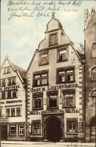 Ak Erfurt in Thüringen, Gasthaus Hohe Lilie, Apotheke