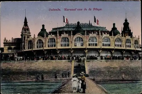 Ak Oostende Ostende Westflandern, Kursaal vue de la Plage