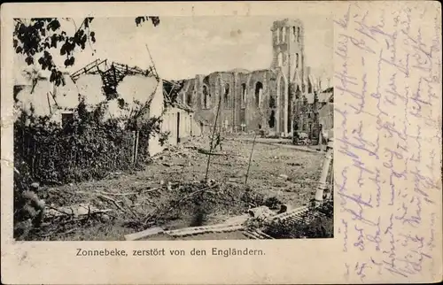 Ak Zonnebeke Zonnebeeke Zonnebecke Westflandern, Ort von den Engländern zerstört