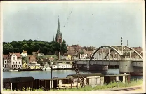 Ak Sønderborg Sönderborg Dänemark, Stadtbild mit Brücke