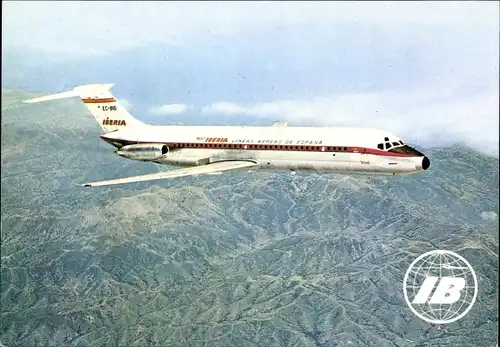 Ak Spanisches Passagierflugzeug, Iberia, Douglas DC 9