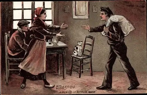 Künstler Ak Besnau, O., Le retour gars, la Mer