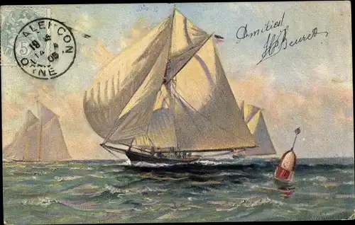 Künstler Ak Segelschiff in Fahrt