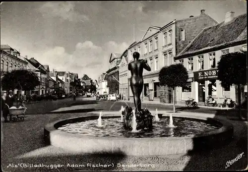 Ak Sønderborg Sönderborg Dänemark, Als, Springbrunnen, Bildehugger Adam Fischer