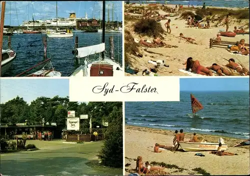 Ak Gjedser Gedser Dänemark, Marielyst Strand, Hafen, Strandleben
