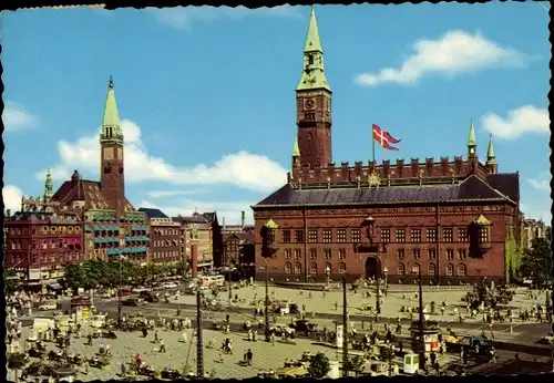 Ak København Kopenhagen Dänemark, Rathausplatz, Radhuspladsen