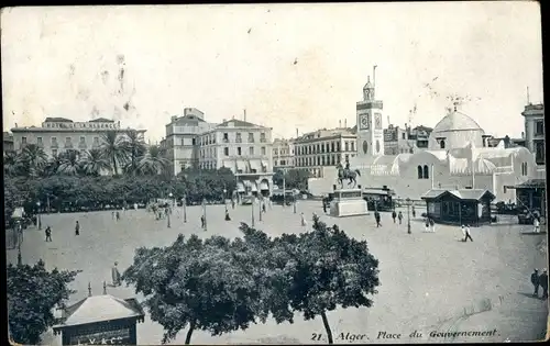 Ak Algier Alger Algerien, Place du Gouvernement, la Mosquee et la Palais Consulaire