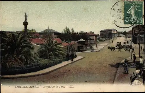 Ak Sidi bel Abbès Algerien, Avenue de la Gare, Bahnhofstrasse