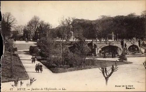 Ak Metz Moselle, Jardins de l'Esplanade