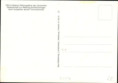 Ak Seenot Rettungsboot beim Aussetzen seines Tochterbootes, DgzRS