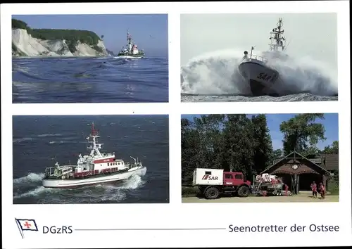 Ak Seenotretter der Ostsee, DgzRS, Seenotkreuzer, Boddenboot Einheit