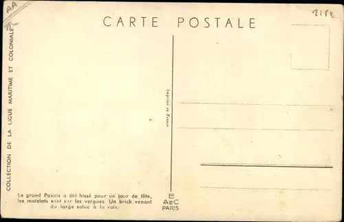 Künstler Ak Le grand Pavois a ete hissé pour un jour de fete, Ligue Maritime et Coloniale