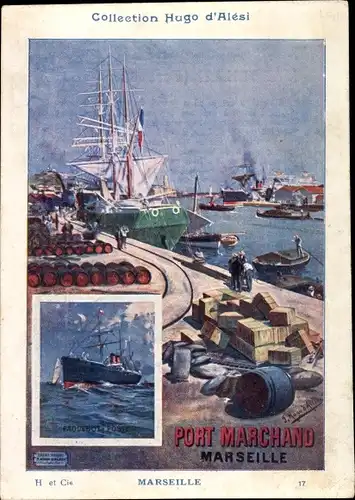 Künstler Ak D'Alesi, Hugo, Marseille Bouches du Rhône, Port Marchand, Paquebot