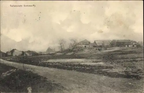 Ak Somme Py Sommepy Tahure Marne, Teilansicht der Ortschaft
