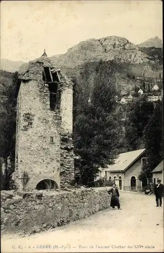 Ak Gedre Hautes Pyrénées, Tour de l'ancien Clocher du XIVe siecle