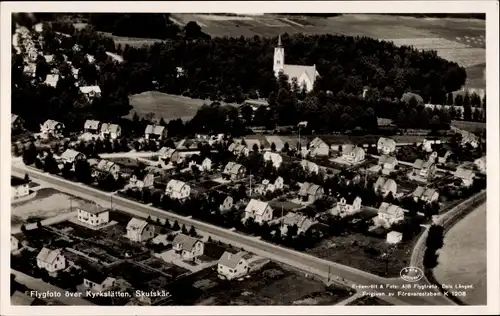 Ak Skutskär Schweden, Flygfoto över Kyrkslätten