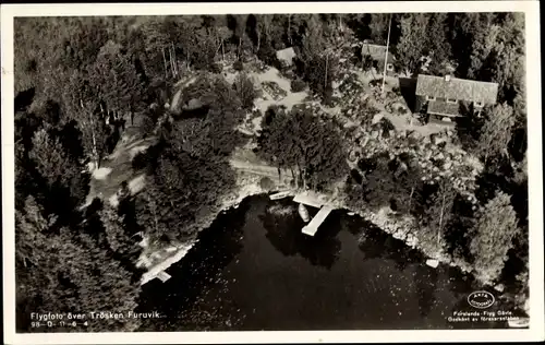 Ak Furuvik Gävle Schweden, Flygfoto över Trösken