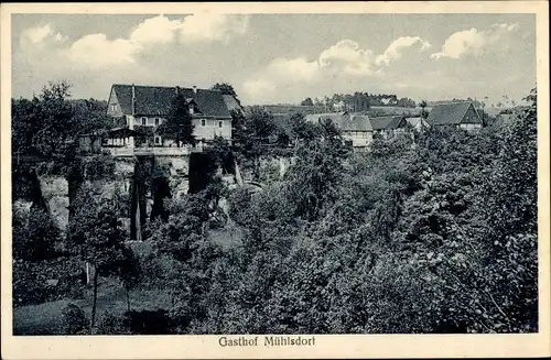 Ak Mühlsdorf Lohmen im Elbsandsteingebirge, Gasthof Mühlsdorf