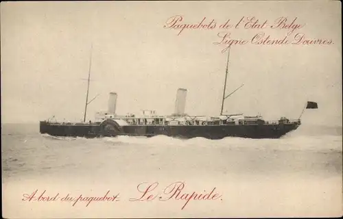 Ganzsachen Ak Belgien, Fährschiff Rapide, Linie Ostende Dover