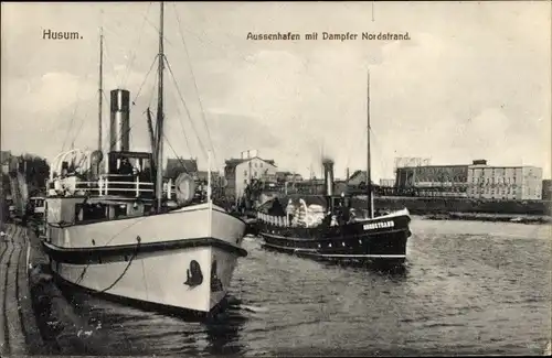 Ak Husum in Nordfriesland, Außenhafen mit Dampfer Nordstrand