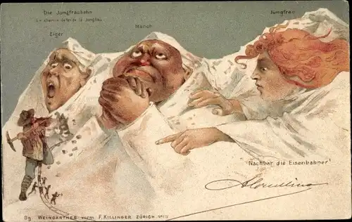 Ak Kanton Bern, Eiger, Mönch, Jungfrau, Nachbar, die Eisenbahner, Berggesichter