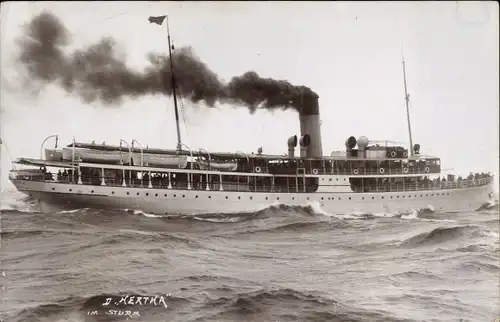 Ak Dampfer Hertha im Sturm, Reederei Braeunlich Stettin