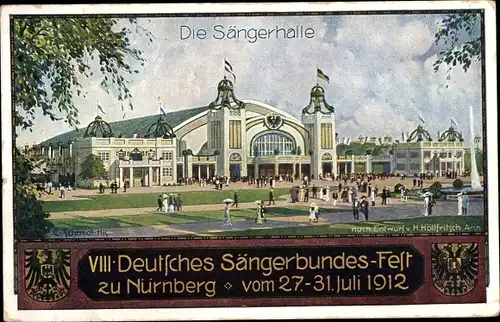 Ganzsachen Ak Nürnberg in Mittelfranken Bayern, 8. Deutsches Sängerbundesfest 1912, Sängerhalle