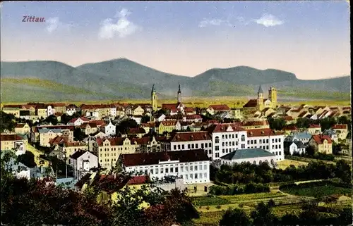 Ak Zittau in der Oberlausitz, Totalansicht der Ortschaft