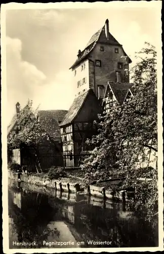 Ak Hersbruck in Mittelfranken, Pegnitzpartie am Wassertor